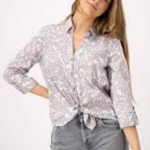 NWT Just White Rose Pink and Grey Animal Print Button Down Blouse sz 16 XL